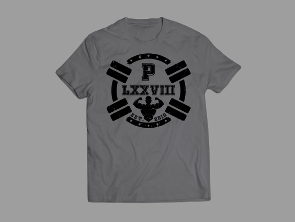 Grey Platinum T-Shirt With Lxxviii Double-Dumbbell Mark