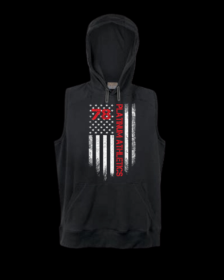 Black Platinum Sleeveless Hoodie With Usa Flag