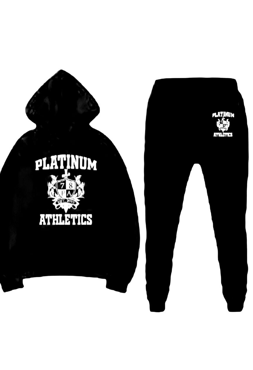 Black Platinum College Jogger Set With Sophomore Logo