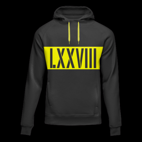Black Platinum Hoodie With Lemon Green Chest Stripe And Signature Mark Lxxviii