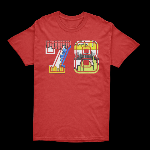 Red Platinum T-Shirt With Ny Landscape 78 Mark