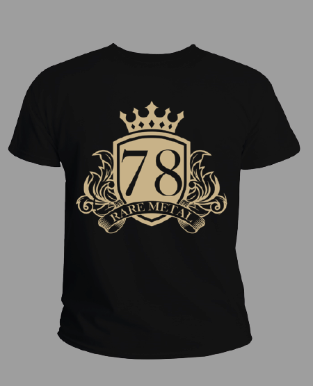 Black Platinum T-Shirt With Gold Heritage 78-Crown Crest