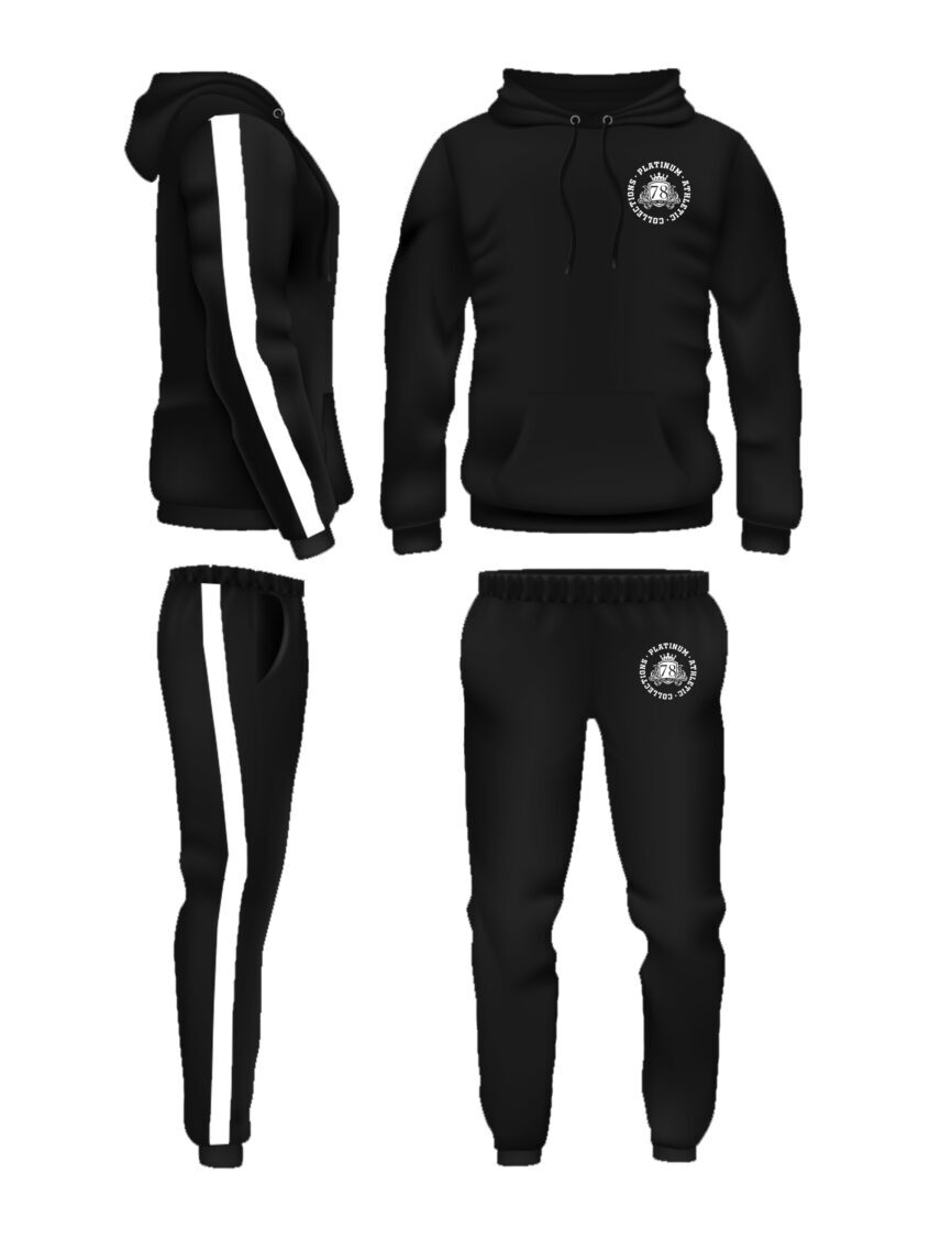 Black Platinum Hoodie Tracksuit With Freshman Logo On Left Chest