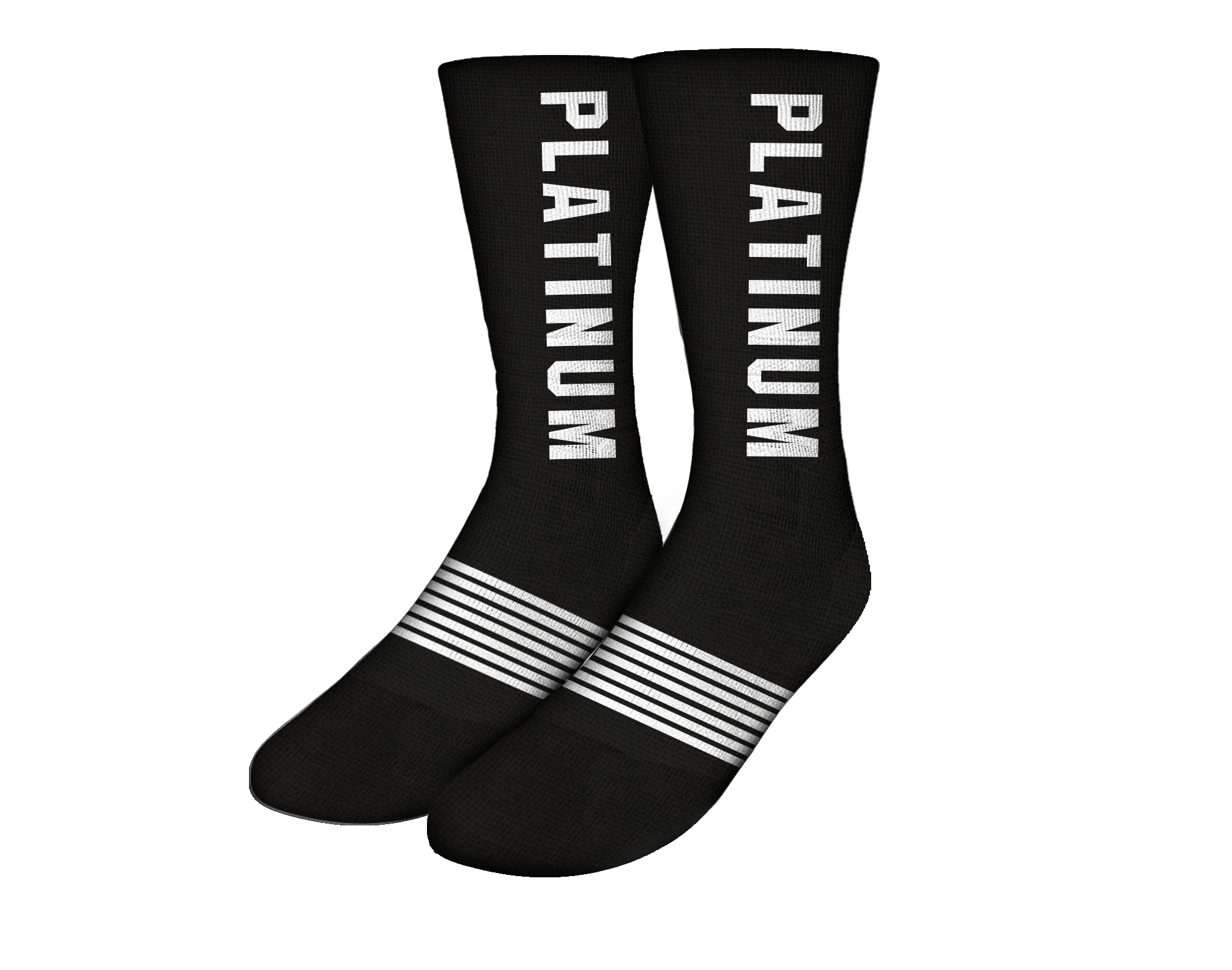 Black Platinum Athletic Socks With Platinum Text
