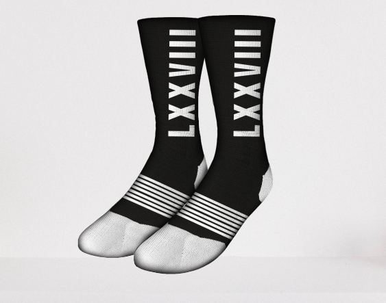 Black Platinum Athletic Socks With Lxxviii Mark