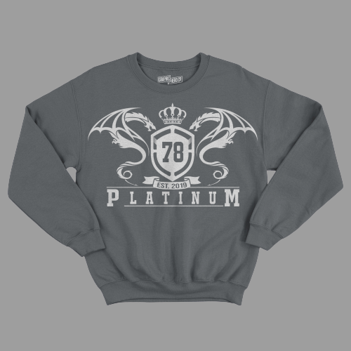 Grey Platinum Sweat Shirt With Dragon Crest