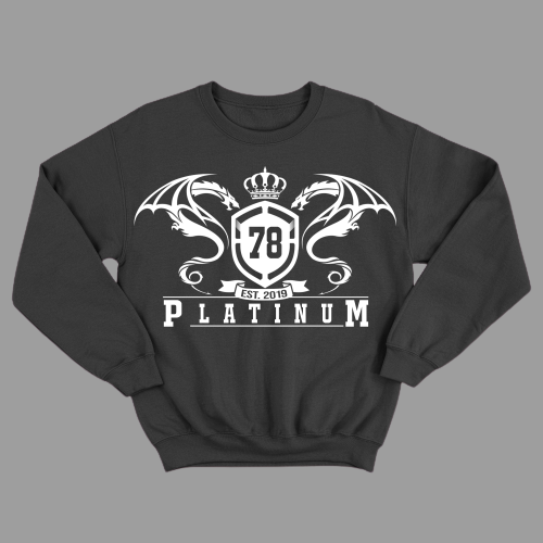 Black Platinum Sweat Shirt With Dragon Crest