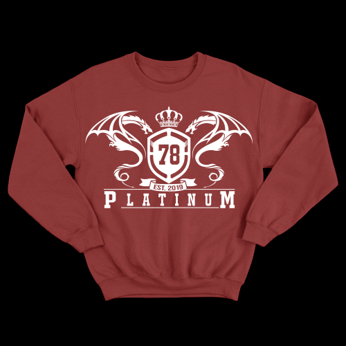 Maroon Red Platinum Sweat Shirt With Dragon Crest