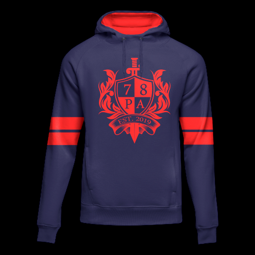 Navy Blue Platinum College Hoodie With Red Stripes (Elite Sophomore Series)