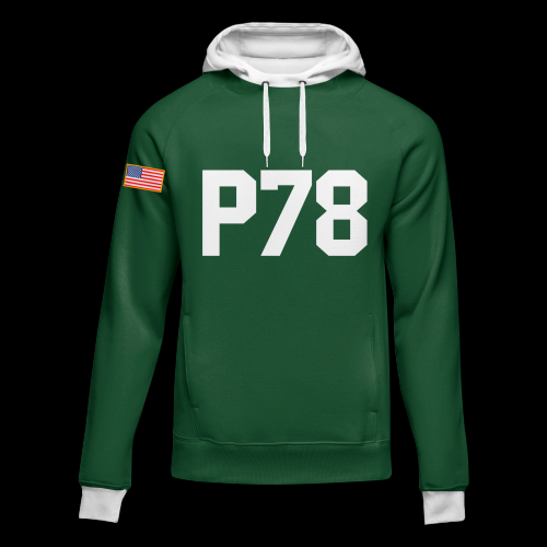 Green Platinum Rugby Style Hoodie With P78 Mark And Us Flag