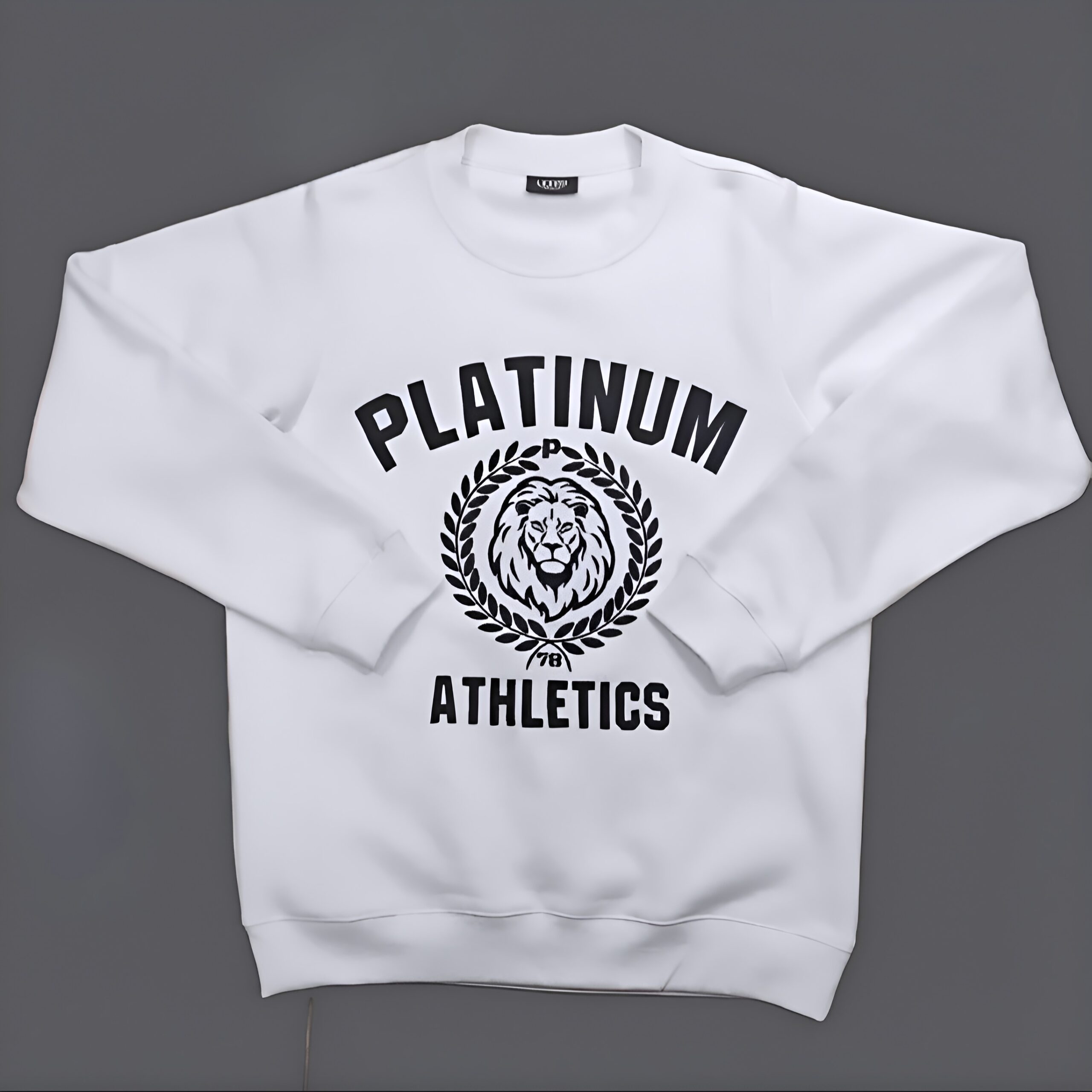 White Platinum Crew Neck Sweatshirt With Lion Head Logo