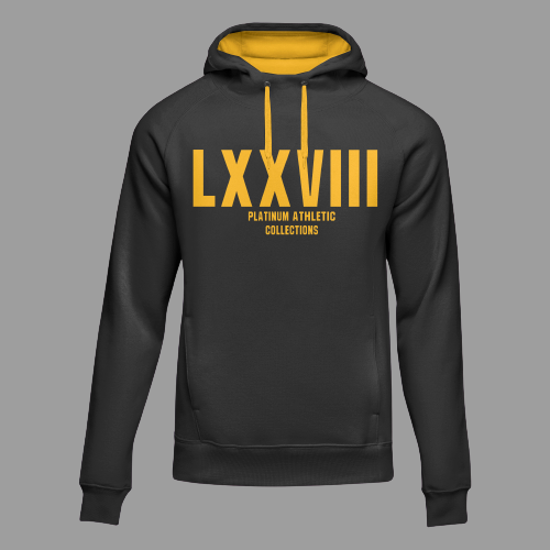 Black Platinum Hoodie With Signature Mark Lxxviii And Yellow Rim
