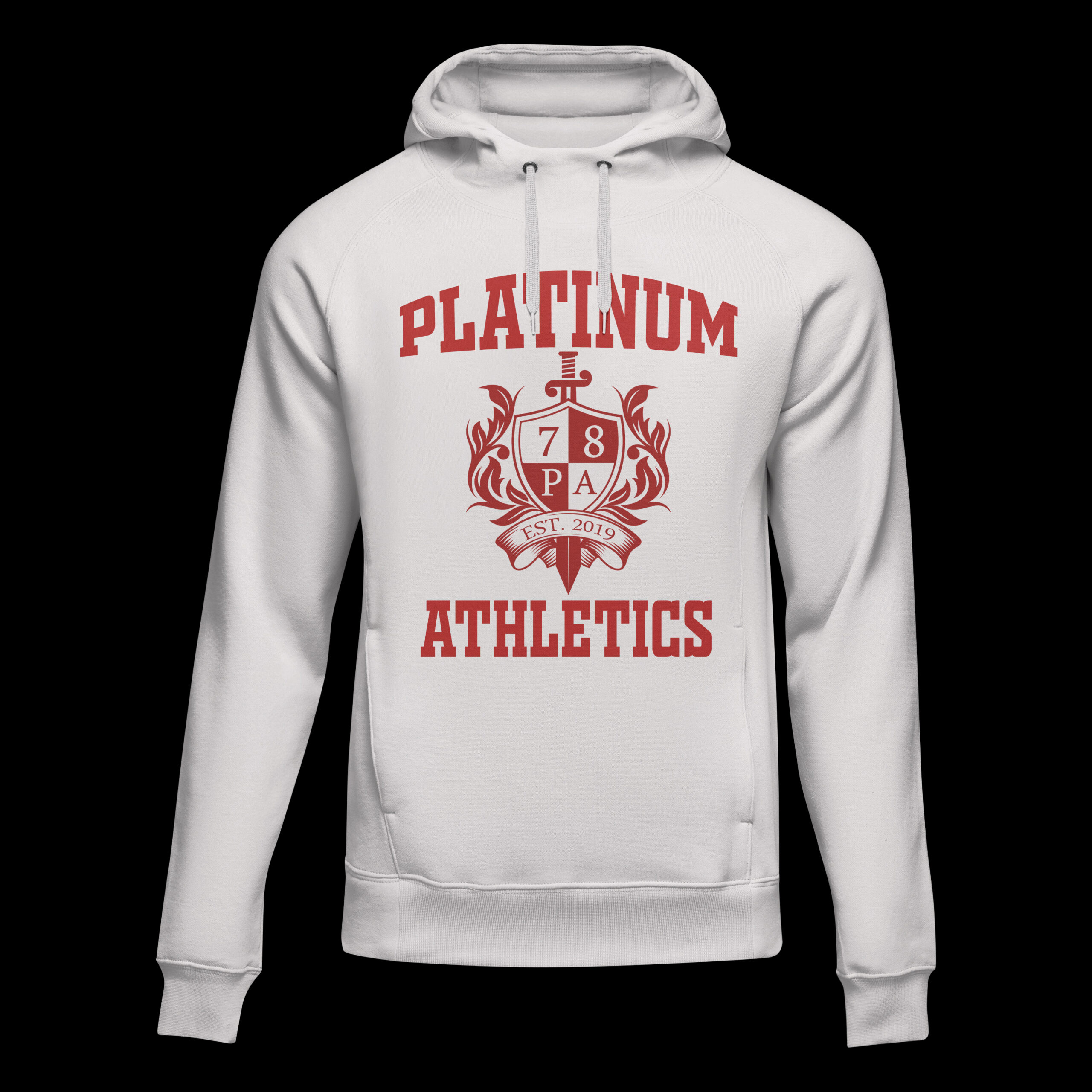 White Platinum College Hoodie With Red Sophmore Logo