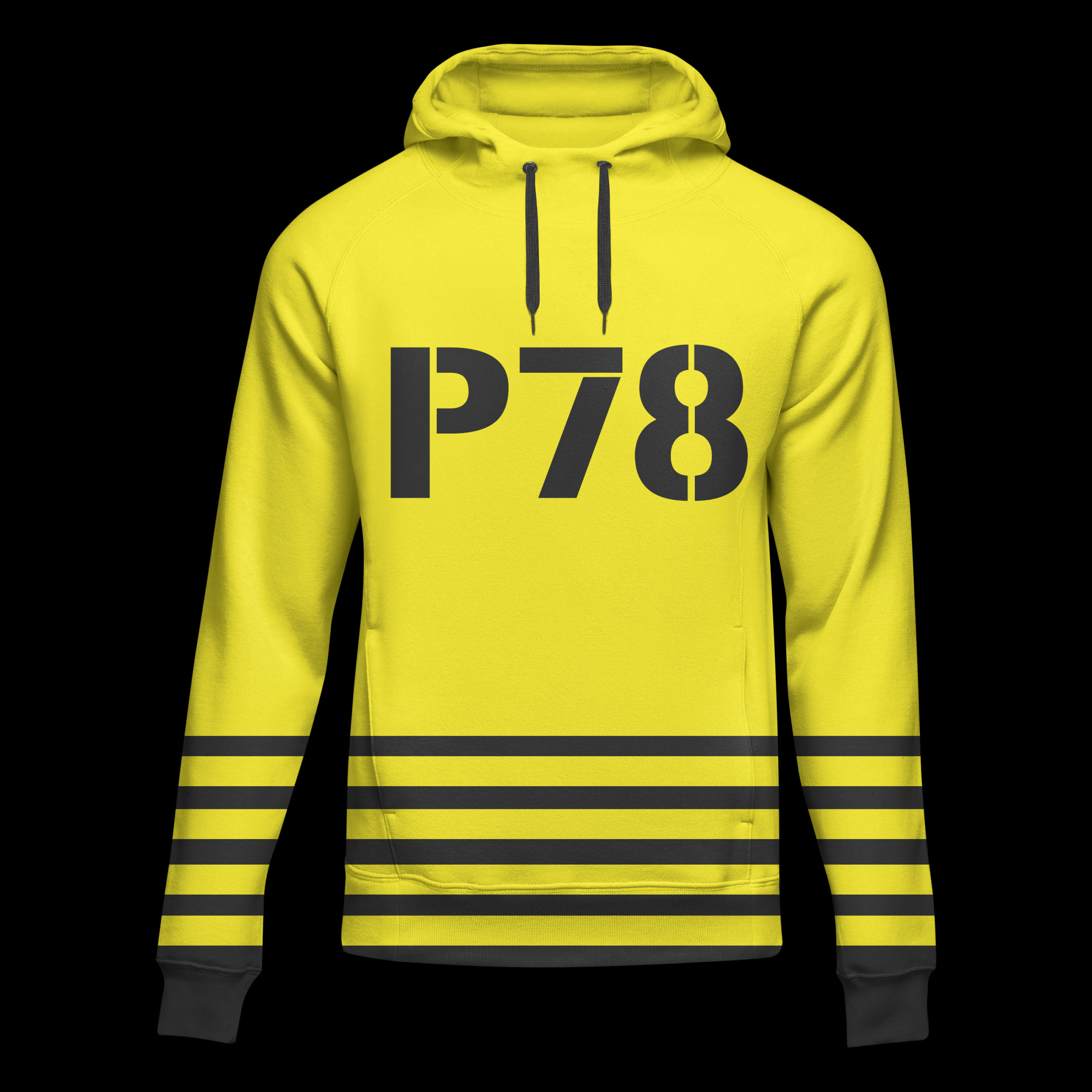 Yellow Platinum Hoodie With P78 Mark And Black Stripes