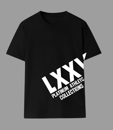 Black Platinum T-Shirt With Half Logo