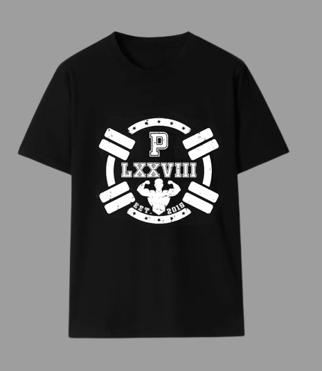 Black Platinum T-Shirt With Lxxviii Double-Dumbbell Mark