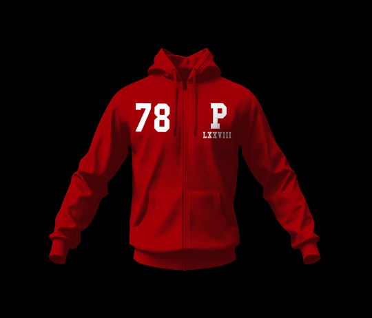 Red Platinum Zip-Up Hoodie With Signature Mark P-Lxxviii