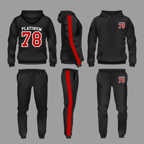 Black Platinum Hoodie Tracksuit With Platinum-78 Mark