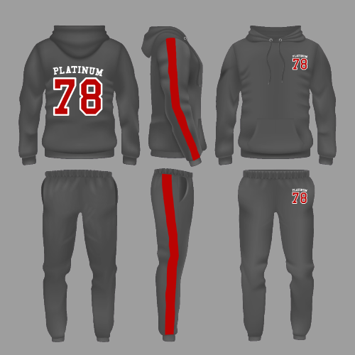 Grey Platinum Hoodie Tracksuit With Platinum-78 Mark