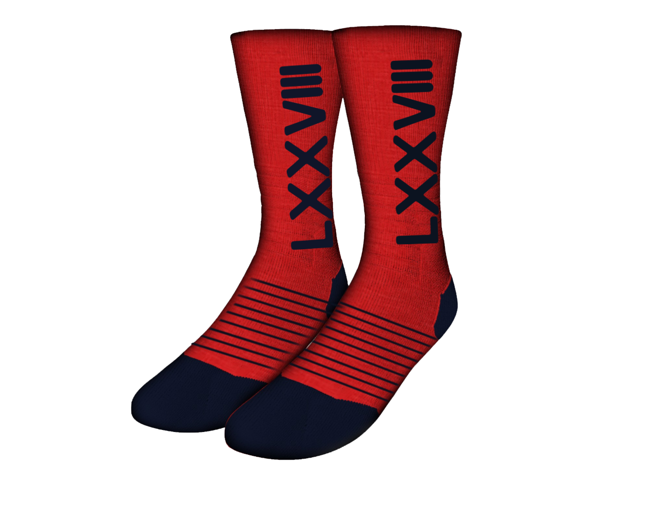 Red Platinum Athletic Socks With Lxxviii Mark