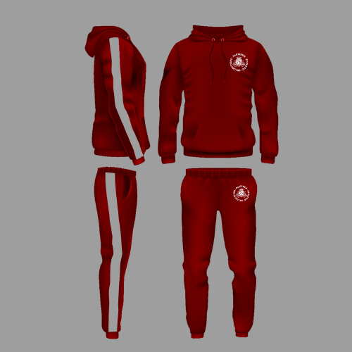 Red Platinum Hoodie Tracksuit With Freshman Logo On Left Chest