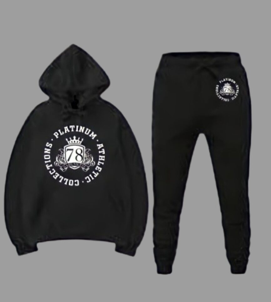 Black Platinum College Jogger Set With Freshman Logo