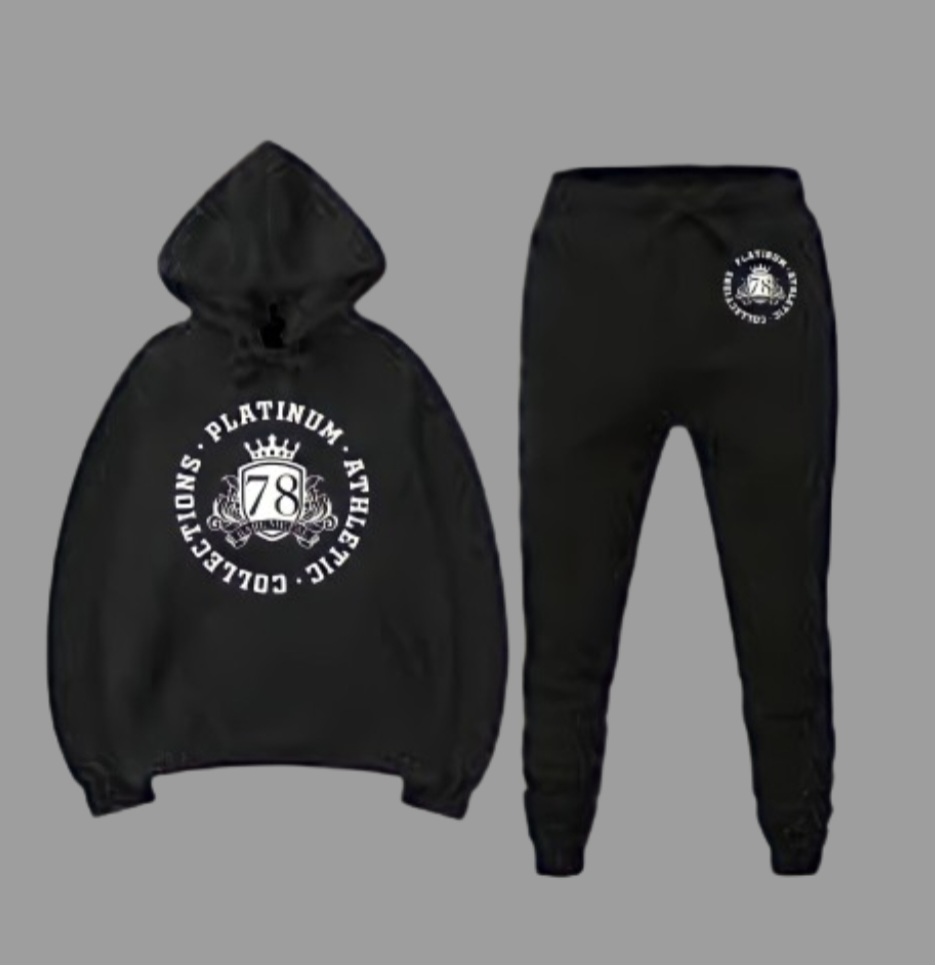 Black Platinum College Jogger Set With Freshman Logo