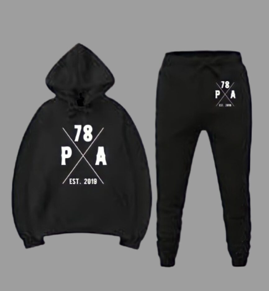 Black Platinum College Jogger Set With Cross Logo