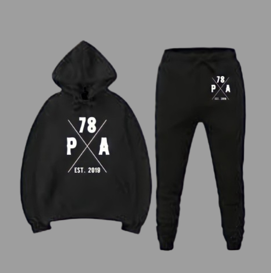 Black Platinum College Jogger Set With Cross Logo