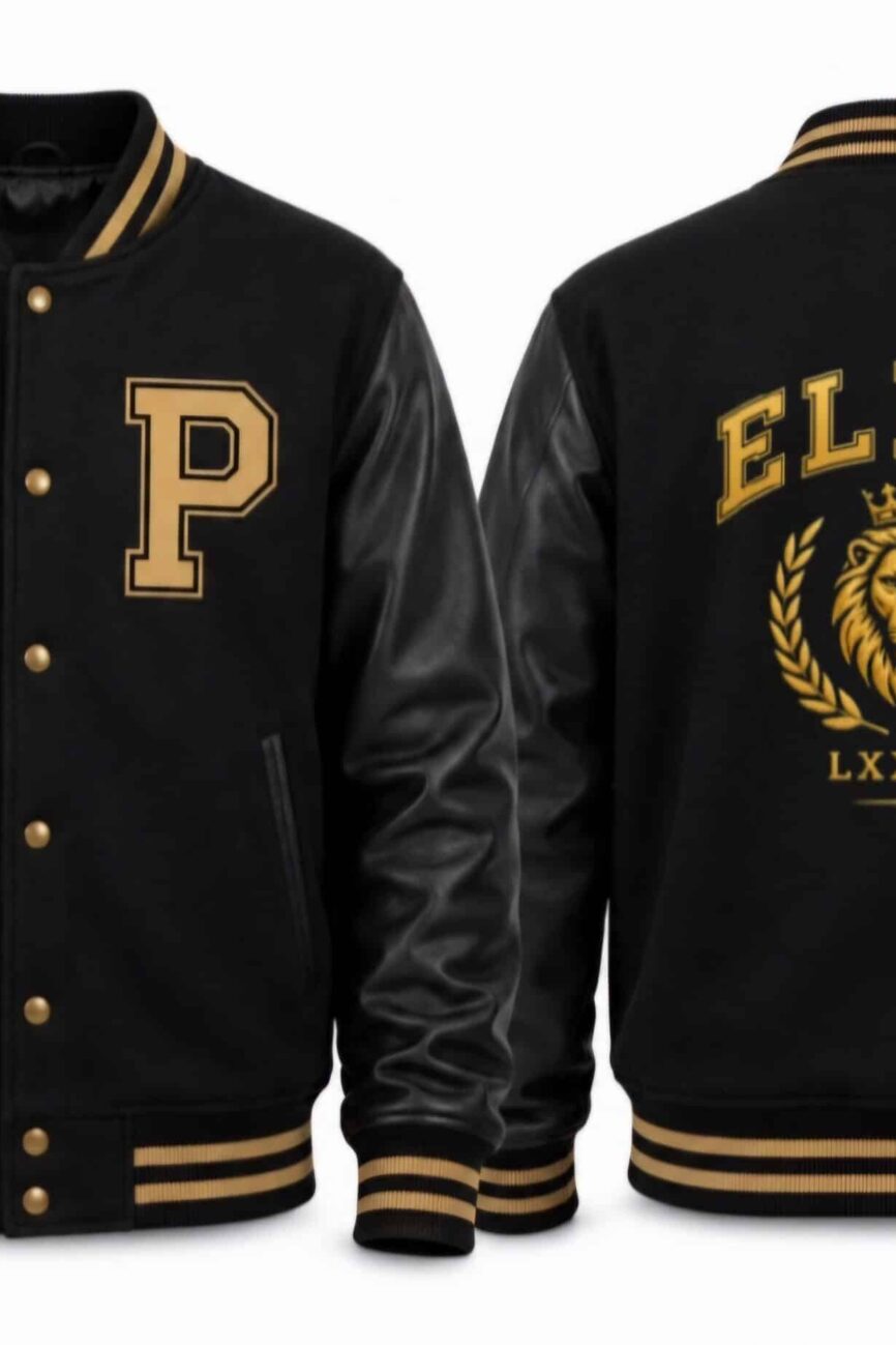Platinum Premium Black And Gold Varsity Jacket