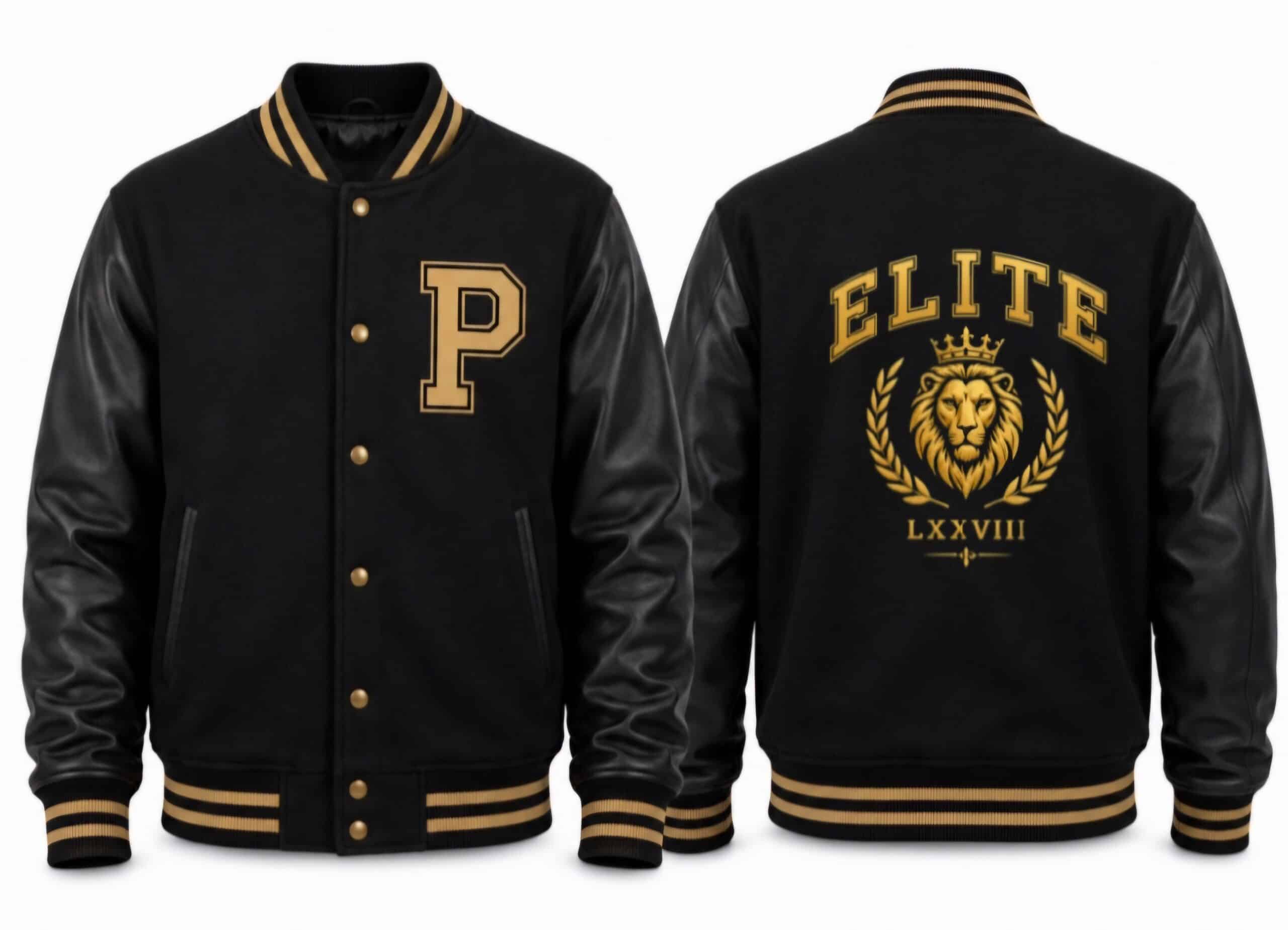 Platinum Premium Black And Gold Varsity Jacket
