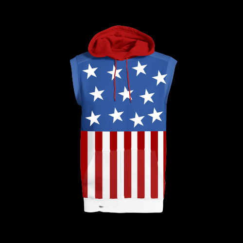 Usa Flag - Platinum Sleeveless Hoodie