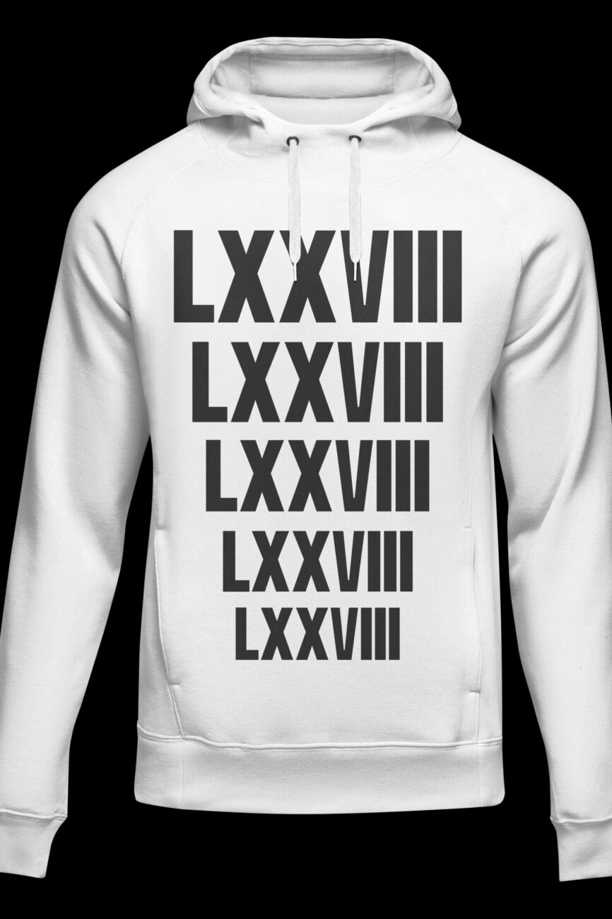White Platinum Hoodie With Descending Black Repeat Lxxviii Mark
