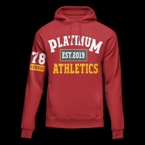 Red Platinum Hoodie With 78-Lxxviii Sleeve Design